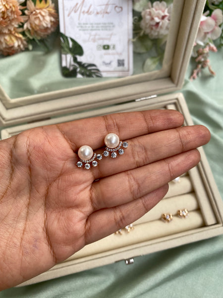 Anti Tarnish Pearl with AD Stone Earrings
