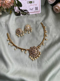 Simple Floral Hasli Necklace with Earrings in 3 Colours
