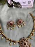 Simple Floral Hasli Necklace with Earrings in 3 Colours