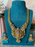Meenakari Lord Krishna Pendant Long Necklace with Earrings