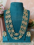 Mossanite Strawberry Beads kundan Mala with Earrings