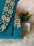 Mossanite Strawberry Beads kundan Mala with Earrings