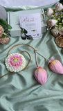 Real Look alike Foam Handmade Pink Lotus Buds Kunjalam and Malli Lotus Center Hair Clip Combo
