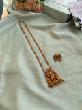 Affordable Meenakari Lotus Lakshmi Long Chain with Earrings
