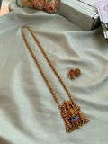 Affordable Meenakari Balaji and Lakshmi Long Beaded Chain with Earrings