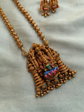 Affordable Meenakari Balaji and Lakshmi Long Beaded Chain with Earrings
