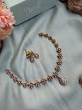 Simple Flower AD Pendant Necklace with Earrings in Two Colors (Price for Each)