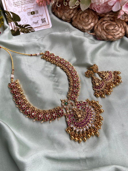 Kemp Manga Lakshmi Golden Beads Necklace with Balis