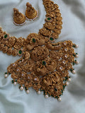 Antique Bridal Temple Handcrafted Necklace with Jhumkas