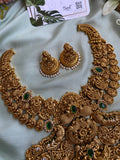 Antique Bridal Temple Handcrafted Necklace with Jhumkas