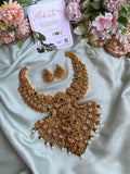 Antique Bridal Temple Handcrafted Necklace with Jhumkas