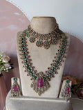 Victorian Bridal Short and Long Combo Necklace with Earrings