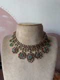 Victorian Flower Pendant Necklace with Earrings