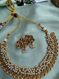 Cluster Pearl Flower Necklace with Earrings