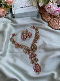 Designer Symmetric Floral Necklace with Earrings