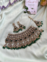 Heavy Bridal AD Stone Necklace with Earrings and Teeka