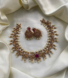 AD Floral Necklace with jhumkas in 2 colours