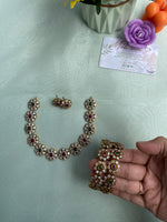 AD Floral Necklace with Bangles