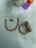 AD Floral Necklace with Bangles