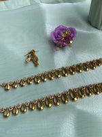 Gold finish AD necklace in 2 colours with earrings (price for each )