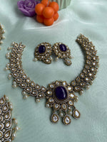 Victorian mossonite Necklace with earrings in 3 colours