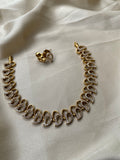 AD leaf gold finish necklace with earrings