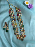 3 Line Multicolour Mala with earrings