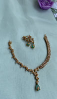 Simple Leaf turquoise necklace with earrings