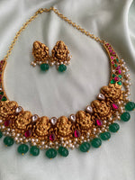 Antique Lakshmi Jadau necklace with earrings