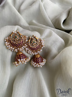 Cluster Pearl Kemp Jhumkas Earrings