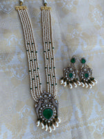 Pearl Victorian Pendant Haram with earrings in 2 colours