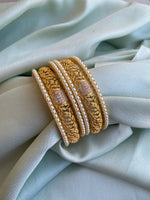 Set of 6 Golden pearl Bangles