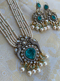 Pearl Victorian Pendant Haram with earrings in 2 colours