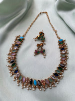 2 Sided Oval Necklace with 2 pair of Earrings