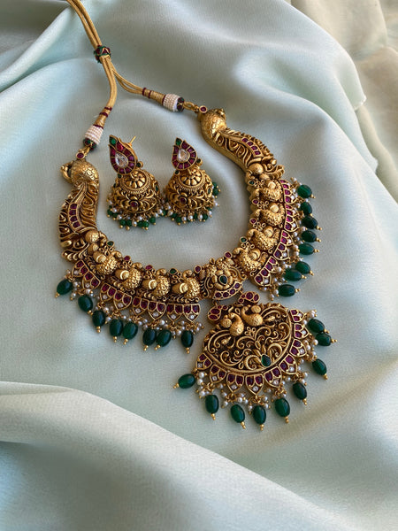 Heavy bridal Nagasi Necklace with earrings