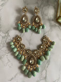 Victorian Semi Precious pearls Necklace with earrings