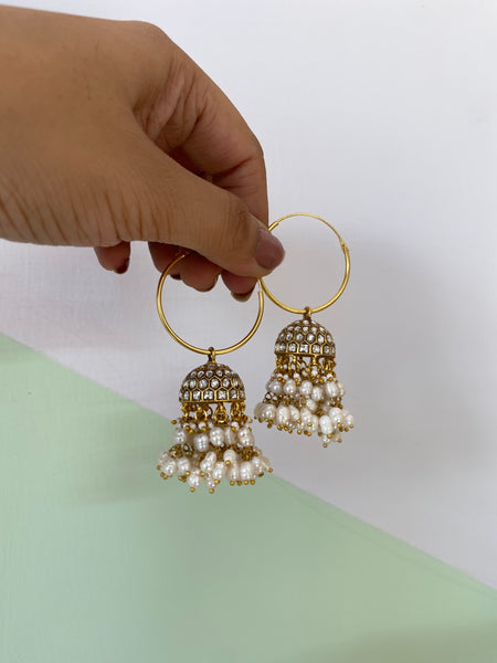 Pure Kemp Brass Loop Jhumkas in 2 colours Daivik.in