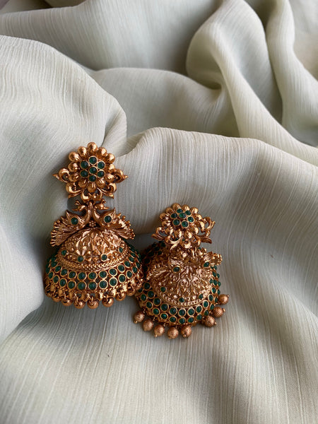 Elegant Bridal Gold Traditional Big Jhumka Earrings - Antique Jewelry  Designs J26131