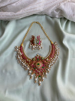Jadau kemp Brass Necklace with earrings