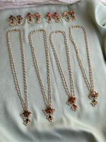 Kemp Brass Lotus Pendant Chain with earrings