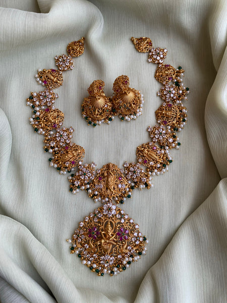 Dashavatar Bridal Necklace with jhumkas