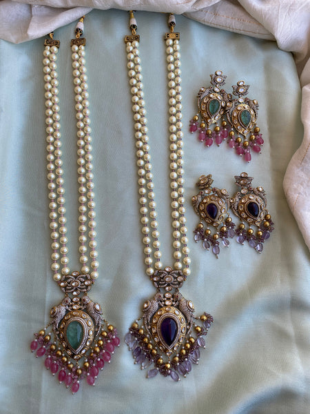 Victorian Pearl Haram with earrings in 2 colours price for each colo Daivik.in