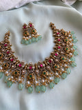 Victorian Jadau stones necklace with earrings