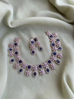 Bridal zirconium choker necklace with earrings