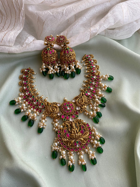 Lakshmi Kemp Brass Necklace with Jhumkas