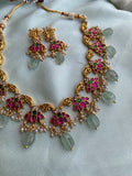 Brass Jadau Necklace with earrings
