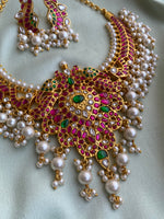 Jadau kemp Brass Necklace with earrings