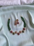 Ad star green pearl choker with earrings