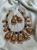 Heavy bridal Lakshmi short Haram with earrings