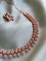 Rose gold star necklace with earrings